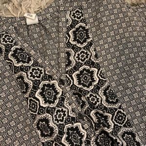 Black and White tank with cute button detail